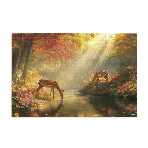 Landschaft Puzzle 1000 Teile Erwachsene REH, Puzzles mit Verpackung Box und Poster, Lustig Stress Abbauen Familien Unterhaltungsspiele für Raumdekoration, Kreative Geschenke für Männer/Frauen 1T-940 von Tamalsj