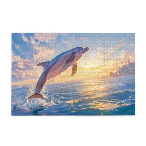 Meer Puzzle 1000 Teile Erwachsene Delphin, Puzzles mit Verpackung Box und Poster, Lustig Stress Abbauen Familien Unterhaltungsspiele für Raumdekoration, Kreative Geschenke für Männer/Frauen 1T-1266 von Tamalsj