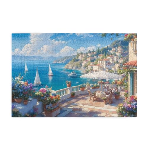 Meer Puzzle 1000 Teile Erwachsene Italien, Puzzles mit Verpackung Box und Poster, Lustig Stress Abbauen Familien Unterhaltungsspiele für Raumdekoration, Kreative Geschenke für Männer/Frauen 1T-1287 von Tamalsj