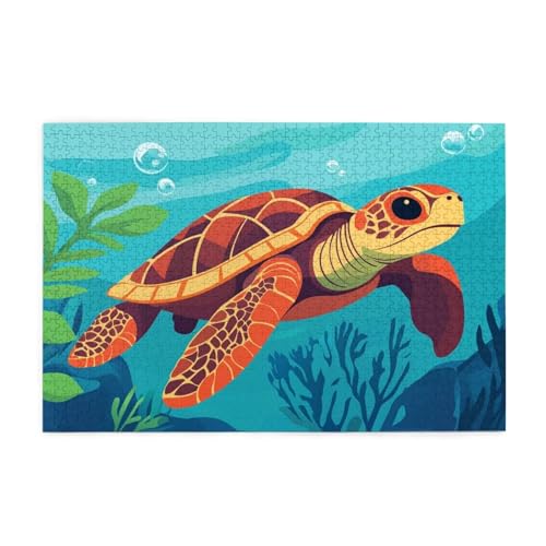 Meer Puzzle 1000 Teile Erwachsene Schildkröte, Puzzles mit Verpackung Box und Poster, Lustig Stress Abbauen Familien Unterhaltungsspiele für Raumdekoration, Kreative Geschenke für Männer/Frauen 1T-643 von Tamalsj