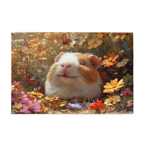Meerschweinchen Puzzle 1000 Teile Erwachsene Blume, Puzzles mit Verpackung Box und Poster, Lustig Stress Abbauen Familien Unterhaltungsspiele, Kreative Geschenke für Männer/Frauen Raumdeko 1T-1384 von Tamalsj