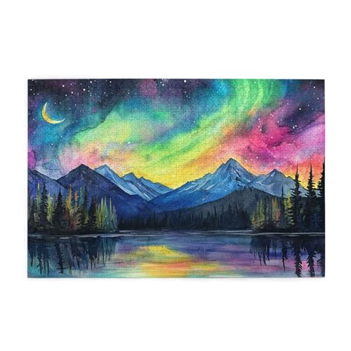 Norwegen Puzzle 1000 Teile Erwachsene Aurora, Puzzles mit Verpackung Box und Poster, Lustig Stress Abbauen Familien Unterhaltungsspiele für Raumdekoration, Kreative Geschenke für Männer/Frauen 1T-1310 von Tamalsj