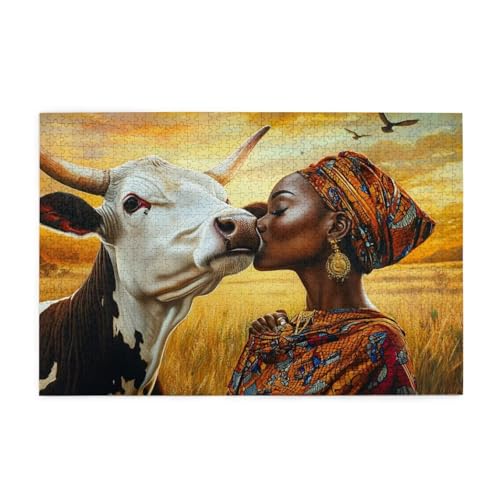 Ochse Puzzle 1000 Teile Erwachsene Frau, Puzzles mit Verpackung Box und Poster, Lustig Stress Abbauen Familien Unterhaltungsspiele für Raumdekoration, Kreative Geschenke für Männer/Frauen 1T-1752 von Tamalsj