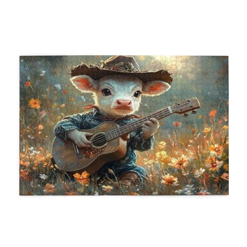 Ochse Puzzle 2000 Teile Erwachsene Gitarre, Puzzles mit Verpackung Box und Poster, Lustig Stress Abbauen Familien Unterhaltungsspiele für Raumdekoration, Kreative Geschenke für Männer/Frauen 1T-1675 von Tamalsj