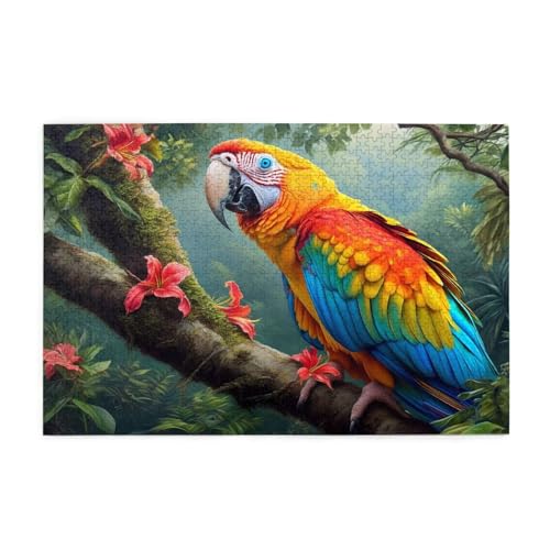 Papagei Puzzle 1000 Teile Erwachsene Blume, Puzzles mit Verpackung Box und Poster, Lustig Stress Abbauen Familien Unterhaltungsspiele für Raumdekoration, Kreative Geschenke für Männer/Frauen 1T-2069 von Tamalsj