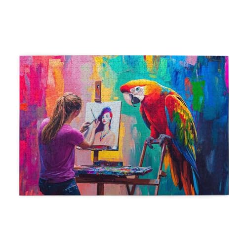 Papagei Puzzle 2000 Teile Erwachsene Mädchen, Puzzles mit Verpackung Box und Poster, Lustig Stress Abbauen Familien Unterhaltungsspiele für Raumdekoration, Kreative Geschenke für Männer/Frauen 1T-351 von Tamalsj