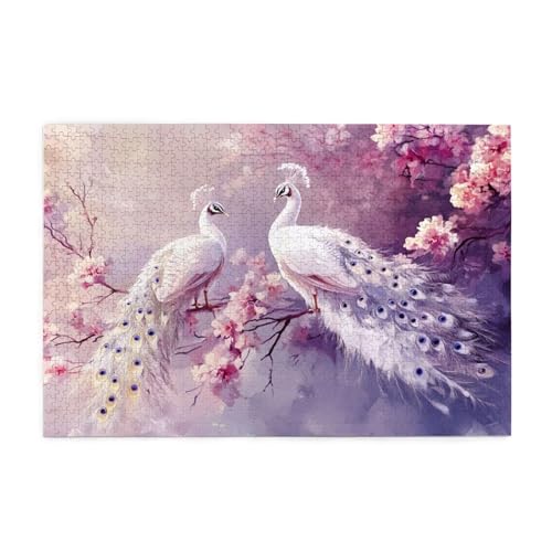 Pfau Puzzle 1000 Teile Erwachsene Blume, Puzzles mit Verpackung Box und Poster, Lustig Stress Abbauen Familien Unterhaltungsspiele für Raumdekoration, Kreative Geschenke für Männer/Frauen 1T-725 von Tamalsj