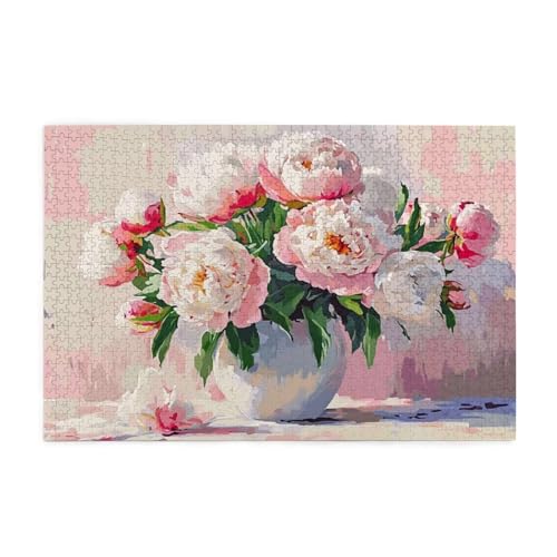 Pfingstrose Puzzle 1000 Teile Erwachsene Blume, Puzzles mit Verpackung Box und Poster, Lustig Stress Abbauen Familien Unterhaltungsspiele, Kreative Geschenke für Männer/Frauen Raumdekoration 1T-815 von Tamalsj