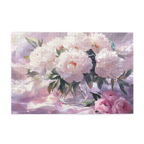 Pfingstrose Puzzle 1000 Teile Erwachsene Blume, Puzzles mit Verpackung Box und Poster, Lustig Stress Abbauen Familien Unterhaltungsspiele, Kreative Geschenke für Männer/Frauen Raumdekoration 1T-871 von Tamalsj