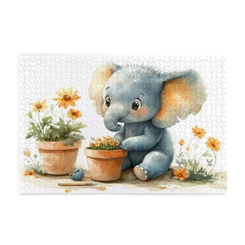 Puzzle 1500 Teile Elefant, Blume Holz XXL Puzzle Erwachsene mit Schachtel und Poster, Schwierige, Herausfordernde und Interessant Spiele für Anfänger, Männer/Frauen Wohndekoration Geschenke 1T-1636 von Tamalsj