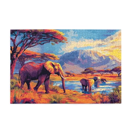 Puzzle 1500 Teile Elefant, Landschaft Holz XXL Puzzle Erwachsene mit Schachtel und Poster, Schwierige, Herausfordernde und Interessant Spiele für Anfänger, Frauen Wohndekoration Geschenke 1T-901 Puzzle 1500 Teile Elefant, Landschaft Holz XXL Puzzle Erwachsene mit Schachtel und Poster, Schwierige, Herausfordernde und Interessant Spiele für Anfänger, Frauen Wohndekoration Geschenke 1T-901 von Tamalsj