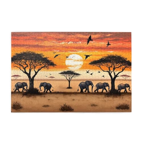 Puzzle 1500 Teile Elefant, Sonnenuntergang Holz XXL Puzzle Erwachsene mit Schachtel und Poster, Schwierige, Herausfordernde und Interessant Spiele für Anfänger, Frauen Wohndekoration Geschenke 1T-1783 Puzzle 1500 Teile Elefant, Sonnenuntergang Holz XXL Puzzle Erwachsene mit Schachtel und Poster, Schwierige, Herausfordernde und Interessant Spiele für Anfänger, Frauen Wohndekoration Geschenke 1T-1783 von Tamalsj