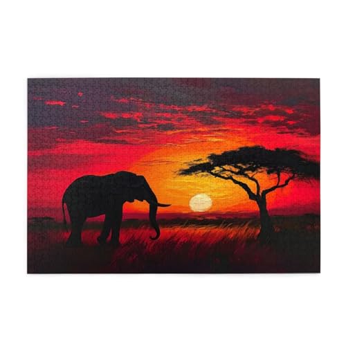 Puzzle 1500 Teile Elefant, Sonnenuntergang Holz XXL Puzzle Erwachsene mit Schachtel und Poster, Schwierige, Herausfordernde und Interessant Spiele für Anfänger, Frauen Wohndekoration Geschenke 1T-1871 Puzzle 1500 Teile Elefant, Sonnenuntergang Holz XXL Puzzle Erwachsene mit Schachtel und Poster, Schwierige, Herausfordernde und Interessant Spiele für Anfänger, Frauen Wohndekoration Geschenke 1T-1871 von Tamalsj