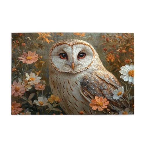 Puzzle 1500 Teile Eule, Blume Holz XXL Puzzle Erwachsene mit Schachtel und Poster, Schwierige, Herausfordernde und Interessant Spiele für Anfänger, Geschenke für Männer/Frauen Wohndekoration 1T-602 von Tamalsj