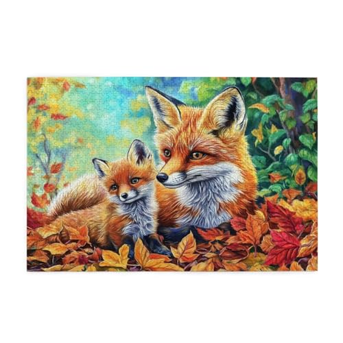 Puzzle 1500 Teile Fuchs, Landschaft Holz XXL Puzzle Erwachsene mit Schachtel und Poster, Schwierige, Herausfordernde und Interessant Spiele für Anfänger, Männer/Frauen Wohndekoration Geschenke 1T-1433 von Tamalsj