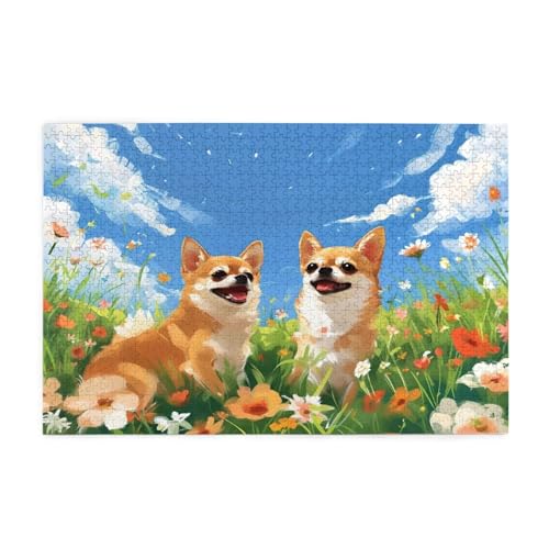 Puzzle 1500 Teile Hund, Blume Holz XXL Puzzle Erwachsene mit Schachtel und Poster, Schwierige, Herausfordernde und Interessant Spiele für Anfänger, Geschenke für Männer/Frauen Wohndekoration 1T-1104 von Tamalsj