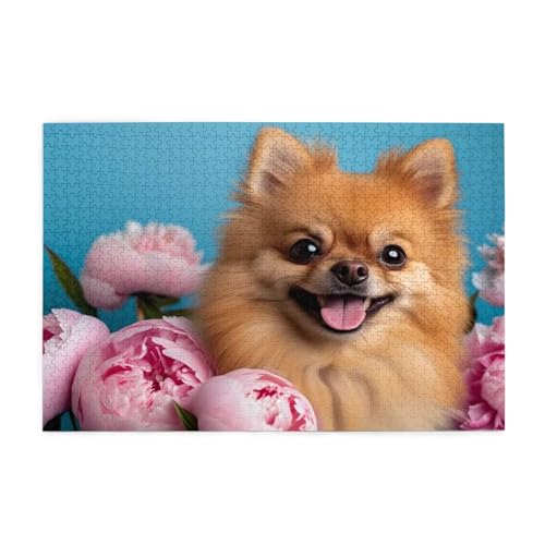 Puzzle 1500 Teile Hund, Blume Holz XXL Puzzle Erwachsene mit Schachtel und Poster, Schwierige, Herausfordernde und Interessant Spiele für Anfänger, Geschenke für Männer/Frauen Wohndekoration 1T-2062 von Tamalsj