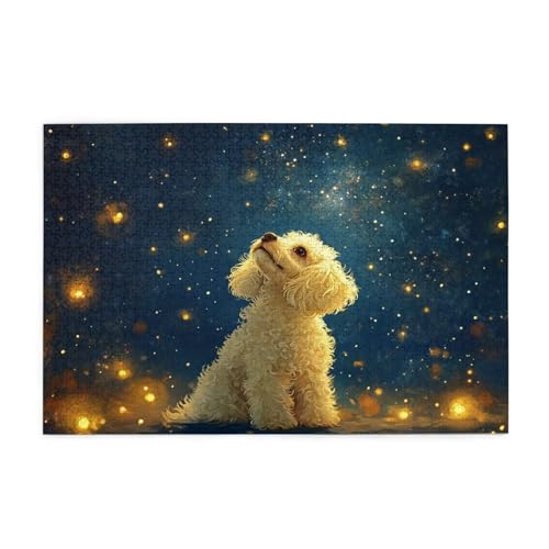 Puzzle 1500 Teile Hund, Sternenhimmel Holz XXL Puzzle Erwachsene mit Schachtel und Poster, Schwierige, Herausfordernde und Interessant Spiele für Anfänger, Frauen Wohndekoration Geschenke 1T-212 von Tamalsj