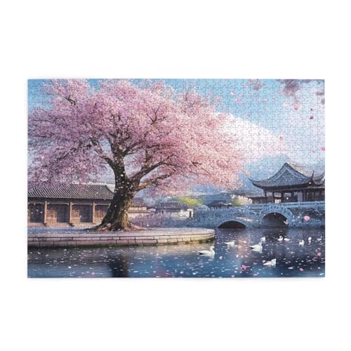 Puzzle 1500 Teile Japan, Landschaft Holz XXL Puzzle Erwachsene mit Schachtel und Poster, Schwierige, Herausfordernde und Interessant Spiele für Anfänger, Männer/Frauen Wohndekoration Geschenke 1T-872 von Tamalsj