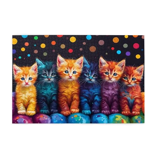 Puzzle 1500 Teile Katze, Bunt Holz XXL Puzzle Erwachsene mit Schachtel und Poster, Schwierige, Herausfordernde und Interessant Spiele für Anfänger, Geschenke für Männer/Frauen Wohndekoration 1T-1870 von Tamalsj