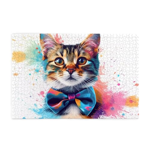 Puzzle 1500 Teile Katze, Bunt Holz XXL Puzzle Erwachsene mit Schachtel und Poster, Schwierige, Herausfordernde und Interessant Spiele für Anfänger, Geschenke für Männer/Frauen Wohndekoration 1T-1963 von Tamalsj