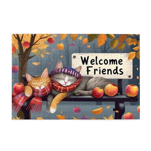 Puzzle 1500 Teile Katze, Herbst Holz XXL Puzzle Erwachsene mit Schachtel und Poster, Schwierige, Herausfordernde und Interessant Spiele für Anfänger, Geschenke für Männer/Frauen Wohndekoration 1T-1875 Puzzle 1500 Teile Katze, Herbst Holz XXL Puzzle Erwachsene mit Schachtel und Poster, Schwierige, Herausfordernde und Interessant Spiele für Anfänger, Geschenke für Männer/Frauen Wohndekoration 1T-1875 von Tamalsj