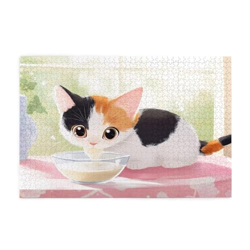 Puzzle 1500 Teile Katze, Niedlich Holz XXL Puzzle Erwachsene mit Schachtel und Poster, Schwierige, Herausfordernde und Interessant Spiele für Anfänger, Männer/Frauen Wohndekoration Geschenke 1T-541 von Tamalsj