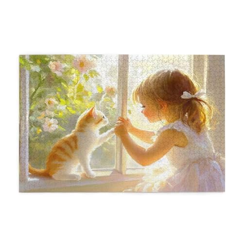 Puzzle 1500 Teile Katze, Niedlich Holz XXL Puzzle Erwachsene mit Schachtel und Poster, Schwierige, Herausfordernde und Interessant Spiele für Anfänger, Männer/Frauen Wohndekoration Geschenke 1T-869 von Tamalsj