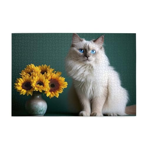 Puzzle 1500 Teile Katze, Sonnenblume Holz XXL Puzzle Erwachsene mit Schachtel und Poster, Schwierige, Herausfordernde und Interessant Spiele für Anfänger, Frauen Wohndekoration Geschenke 1T-1934 Puzzle 1500 Teile Katze, Sonnenblume Holz XXL Puzzle Erwachsene mit Schachtel und Poster, Schwierige, Herausfordernde und Interessant Spiele für Anfänger, Frauen Wohndekoration Geschenke 1T-1934 von Tamalsj