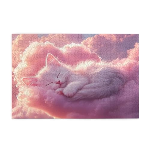 Puzzle 1500 Teile Katze, Traum Holz XXL Puzzle Erwachsene mit Schachtel und Poster, Schwierige, Herausfordernde und Interessant Spiele für Anfänger, Geschenke für Männer/Frauen Wohndekoration 1T-334 von Tamalsj