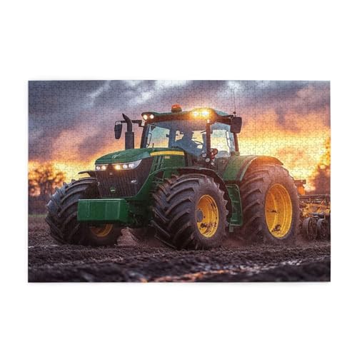 Puzzle 1500 Teile Landschaft, Traktor Holz XXL Puzzle Erwachsene mit Schachtel und Poster, Schwierige, Herausfordernde und Interessant Spiele für Anfänger, Frauen Wohndekoration Geschenke 1T-1583 von Tamalsj