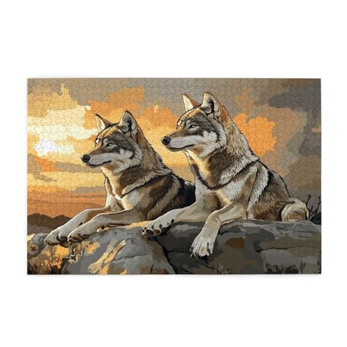 Puzzle 1500 Teile Landschaft, Wolf Holz XXL Puzzle Erwachsene mit Schachtel und Poster, Schwierige, Herausfordernde und Interessant Spiele für Anfänger, Männer/Frauen Wohndekoration Geschenke 1T-649 von Tamalsj