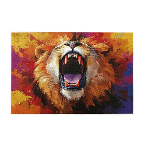 Puzzle 1500 Teile Löwe, Bunt Holz XXL Puzzle Erwachsene mit Schachtel und Poster, Schwierige, Herausfordernde und Interessant Spiele für Anfänger, Geschenke für Männer/Frauen Wohndekoration 1T-1537 von Tamalsj