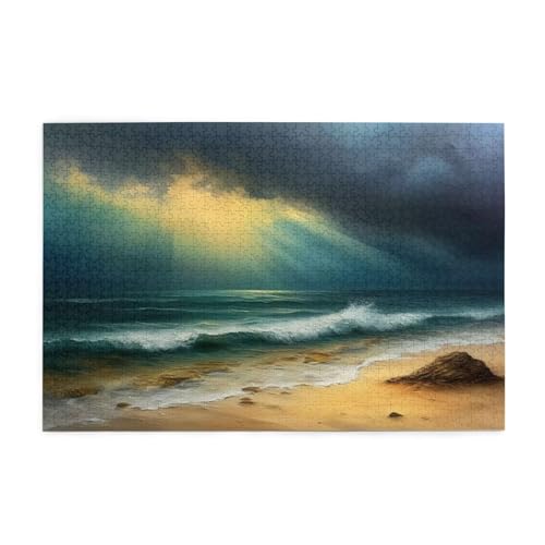 Puzzle 1500 Teile Meer, Landschaft Holz XXL Puzzle Erwachsene mit Schachtel und Poster, Schwierige, Herausfordernde und Interessant Spiele für Anfänger, Männer/Frauen Wohndekoration Geschenke 1T-1817 von Tamalsj