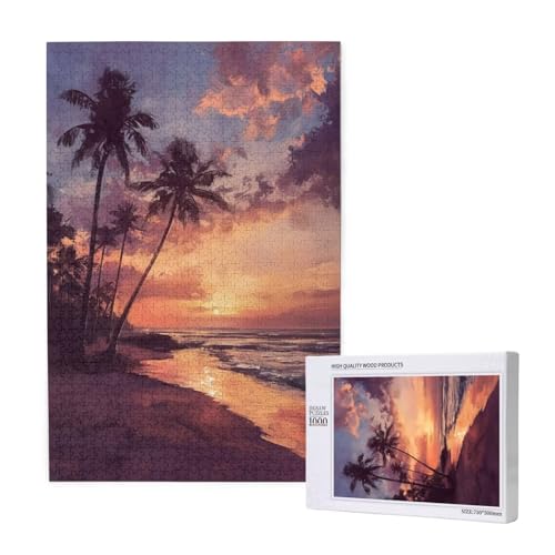 Puzzle 1500 Teile Meer Klassische Puzzles für Erwachsene Sonnenuntergang Anspruchsvolles und Lustig Kreatives Unterhaltungsspiel, Holzpuzzle für Erwachsene Als Feiertage Geschenk fur Frauen 2T-1797 von Tamalsj