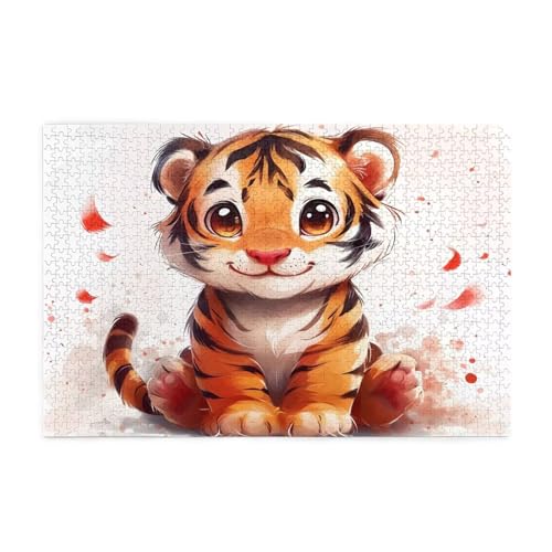 Puzzle 1500 Teile Niedlich, Tiger Holz XXL Puzzle Erwachsene mit Schachtel und Poster, Schwierige, Herausfordernde und Interessant Spiele für Anfänger, Männer/Frauen Wohndekoration Geschenke 1T-2101 von Tamalsj