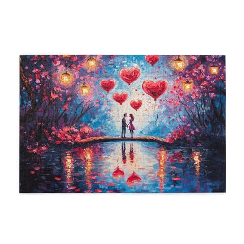 Puzzle 1500 Teile Paar, Liebe Holz XXL Puzzle Erwachsene mit Schachtel und Poster, Schwierige, Herausfordernde und Interessant Spiele für Anfänger, Geschenke für Männer/Frauen Wohndekoration 1T-1507 von Tamalsj