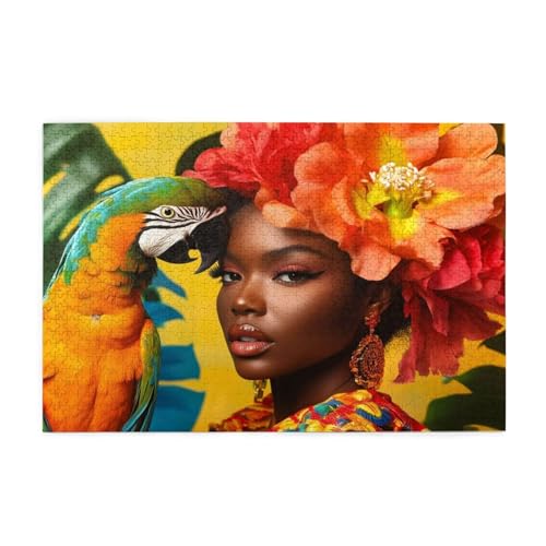 Puzzle 1500 Teile Papagei, Frau Holz XXL Puzzle Erwachsene mit Schachtel und Poster, Schwierige, Herausfordernde und Interessant Spiele für Anfänger, Geschenke für Männer/Frauen Wohndekoration 1T-1747 von Tamalsj