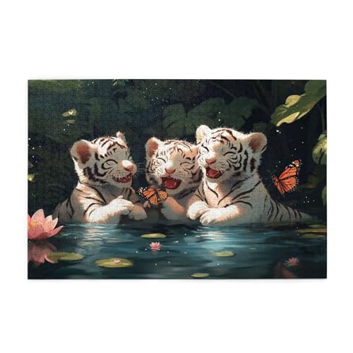 Puzzle 1500 Teile Schmetterling, Katze Holz XXL Puzzle Erwachsene mit Schachtel und Poster, Schwierige, Herausfordernde und Interessant Spiele für Anfänger, Frauen Wohndekoration Geschenke 1T-1370 von Tamalsj