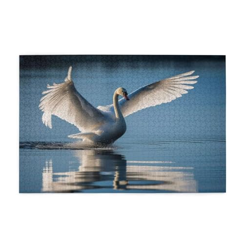 Puzzle 1500 Teile Schwan, See Holz XXL Puzzle Erwachsene mit Schachtel und Poster, Schwierige, Herausfordernde und Interessant Spiele für Anfänger, Geschenke für Männer/Frauen Wohndekoration 1T-293 von Tamalsj