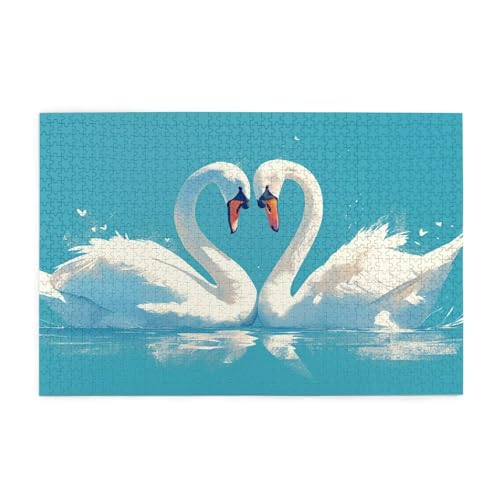 Puzzle 1500 Teile Schwan, Tier Holz XXL Puzzle Erwachsene mit Schachtel und Poster, Schwierige, Herausfordernde und Interessant Spiele für Anfänger, Geschenke für Männer/Frauen Wohndekoration 1T-1153 von Tamalsj