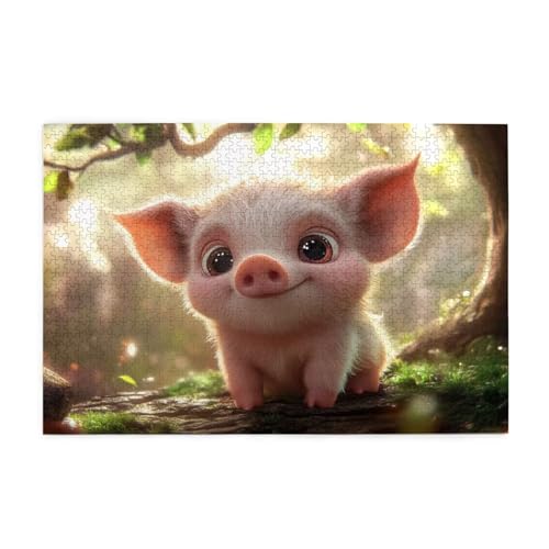 Puzzle 1500 Teile Schwein, Blume Holz XXL Puzzle Erwachsene mit Schachtel und Poster, Schwierige, Herausfordernde und Interessant Spiele für Anfänger, Männer/Frauen Wohndekoration Geschenke 1T-1522 von Tamalsj