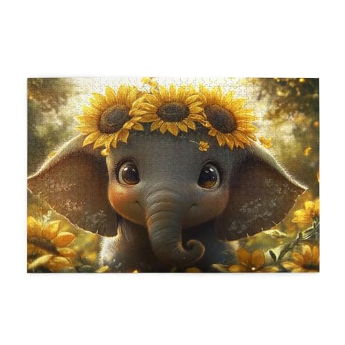 Puzzle 1500 Teile Sonnenblume, Elefant Holz XXL Puzzle Erwachsene mit Schachtel und Poster, Schwierige, Herausfordernde und Interessant Spiele für Anfänger, Frauen Wohndekoration Geschenke 1T-1674 Puzzle 1500 Teile Sonnenblume, Elefant Holz XXL Puzzle Erwachsene mit Schachtel und Poster, Schwierige, Herausfordernde und Interessant Spiele für Anfänger, Frauen Wohndekoration Geschenke 1T-1674 von Tamalsj