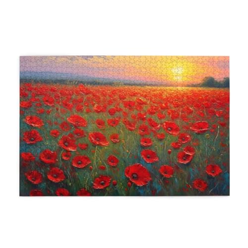 Puzzle 1500 Teile Sonnenuntergang, Blume Holz XXL Puzzle Erwachsene mit Schachtel und Poster, Schwierige, Herausfordernde und Interessant Spiele für Anfänger, Frauen Wohndekoration Geschenke 1T-1916 von Tamalsj