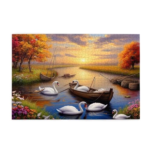 Puzzle 1500 Teile Sonnenuntergang, Schwan Holz XXL Puzzle Erwachsene mit Schachtel und Poster, Schwierige, Herausfordernde und Interessant Spiele für Anfänger, Frauen Wohndekoration Geschenke 1T-1826 Puzzle 1500 Teile Sonnenuntergang, Schwan Holz XXL Puzzle Erwachsene mit Schachtel und Poster, Schwierige, Herausfordernde und Interessant Spiele für Anfänger, Frauen Wohndekoration Geschenke 1T-1826 von Tamalsj