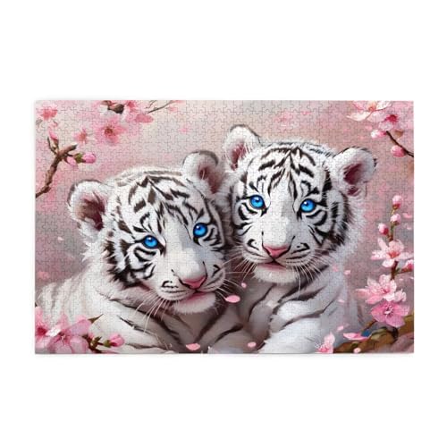 Puzzle 1500 Teile Tiger, Blume Holz XXL Puzzle Erwachsene mit Schachtel und Poster, Schwierige, Herausfordernde und Interessant Spiele für Anfänger, Geschenke für Männer/Frauen Wohndekoration 1T-2026 von Tamalsj