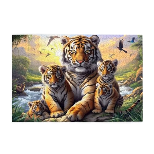 Puzzle 1500 Teile Tiger, Landschaft Holz XXL Puzzle Erwachsene mit Schachtel und Poster, Schwierige, Herausfordernde und Interessant Spiele für Anfänger, Männer/Frauen Wohndekoration Geschenke 1T-2005 von Tamalsj