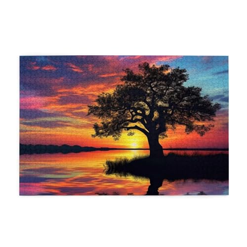 Puzzle 3000 Teile Baum, Sonnenuntergang Holz XXL Puzzle Erwachsene mit Schachtel und Poster, Schwierige, Herausfordernde und Interessant Spiele für Anfänger, Frauen Wohndekoration Geschenke 1T-2045 von Tamalsj
