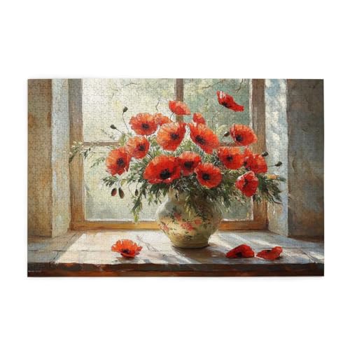 Puzzle 3000 Teile Blume, Rot Holz XXL Puzzle Erwachsene mit Schachtel und Poster, Schwierige, Herausfordernde und Interessant Spiele für Anfänger, Geschenke für Männer/Frauen Wohndekoration 1T-1232 von Tamalsj