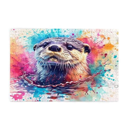 Puzzle 3000 Teile Bunt, Otter Holz XXL Puzzle Erwachsene mit Schachtel und Poster, Schwierige, Herausfordernde und Interessant Spiele für Anfänger, Geschenke für Männer/Frauen Wohndekoration 1T-1944 von Tamalsj